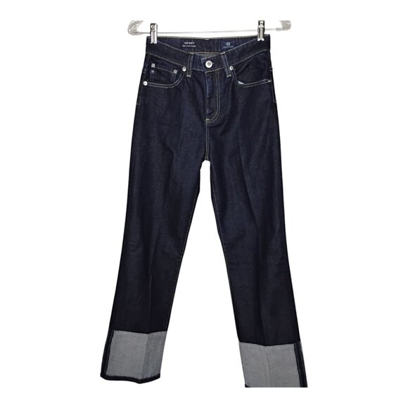 AG Adriano Goldschmied Jeans Dark Wash The Rhett High Waisted Crop Straight 25R - Picture 3 of 13